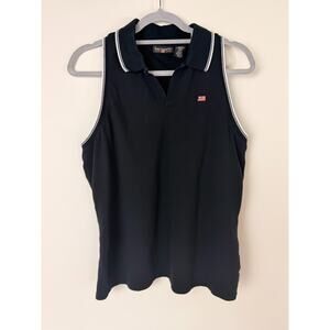 Y2K Polo Jeans Co Ralph Lauren Black Sleeveless Polo Tank XL ShelfBra Athleisure